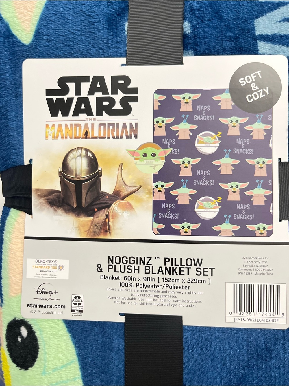 Star Wars The Mandalorian Kids Blue & Green Plush Blanket Set